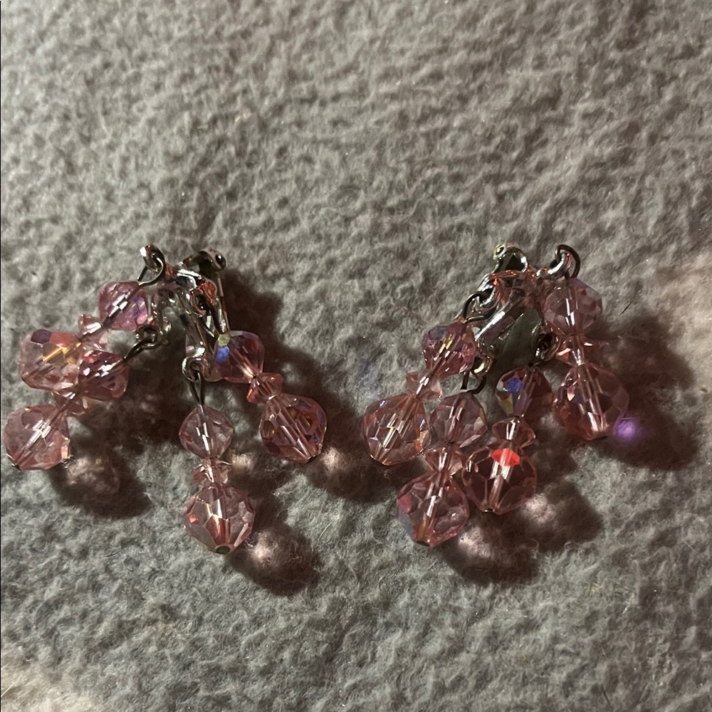 Elegant Pink Crystal Drop Earrings